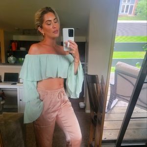 Mint Green Chiffon Crop Top